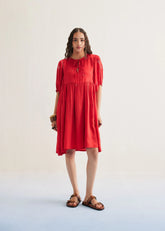 A Model Wearing Red Tencel Ocean Wilds Tencel Red Dress , curated by Only Ethikal